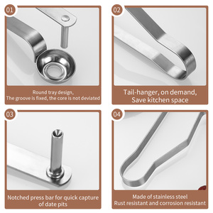 Alat pelepas inti Cherry Pitter dapur, alat penghilang inti Cherry operasi Manual Cepat aman tanggal merah baja tahan karat - Product Image 5