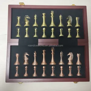 Роскошная деревянная складная шахматная доска, роскошные шахматные наборы, металлическая Шахматная деталь king