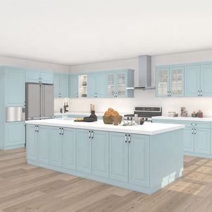 Ensemble de meubles de cuisine modulaire moderne de style européen RTA, design intelligent, plan de travail en stratifié marbré, charnières, évier avec robinet inclus - Product Image 4