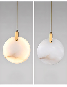 Contemporanea rotonda grande spagnolo alabastro in marmo ottone luce pendente soggiorno lampada a sospensione soffitti alti lampadario - Product Image 3
