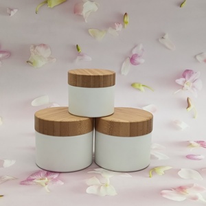 Pots cosmétiques de luxe personnalisés, écologiques, à double paroi, en PP blanc, imprimés en sérigraphie, vides, avec couvercle en bambou, 5-250g - Product Image 2