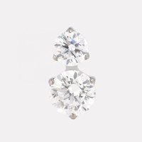 Labret classique en titane ASTM F136 à filetage interne et à broche à pression, avec zircon en forme de gourde et dos plat