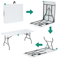 Table pliante ronde en plastique léger de 32 pouces avec dessus imperméable pour salle à manger, hôtel et salon pour pique-nique en plein air