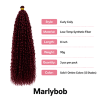 Cheveux synthétiques Marlybob en fibre basse température pour tresses, extensions de cheveux bouclés couleur unie ombrée pour femmes
