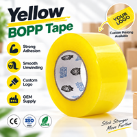 Ruban adhésif d'emballage transparent jaune en BOPP super clair avec logo personnalisé, imperméable, sensible à la pression, pour sceller les sacs