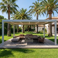 Pergola à lames orientables en aluminium 12x16 pieds avec toit à manivelle pour grand patio, villa, jardin, espace de divertissement extérieur
