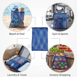 Mesh Drawstring <b>Bag</b> 12x18 Inch Heavy Duty Nylon Equipment <b>Bag</b> Sports Gym Laundry <b>Beach</b> Pool Travel Grocery Camp Storage 9 Colors - Product Image 3