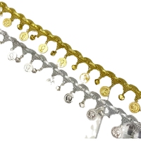 Bordure à franges métalliques faites à la main de haute qualité de 5 cm de large avec perles et clochettes pour accessoires de rideaux