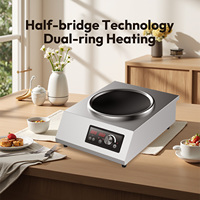 Table de cuisson à induction électrique haute puissance 220V avec double plaque chauffante 3.5KW, 8 niveaux de puissance, commande par bouton et poignée