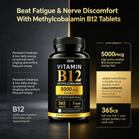 Capsules de Vitamine B12 pour Adultes OEM 5000mcg avec Méthylfolate Haute Puissance Méthylcobalamine pour l'Énergie et le Soutien Nerveux 365 Comprimés