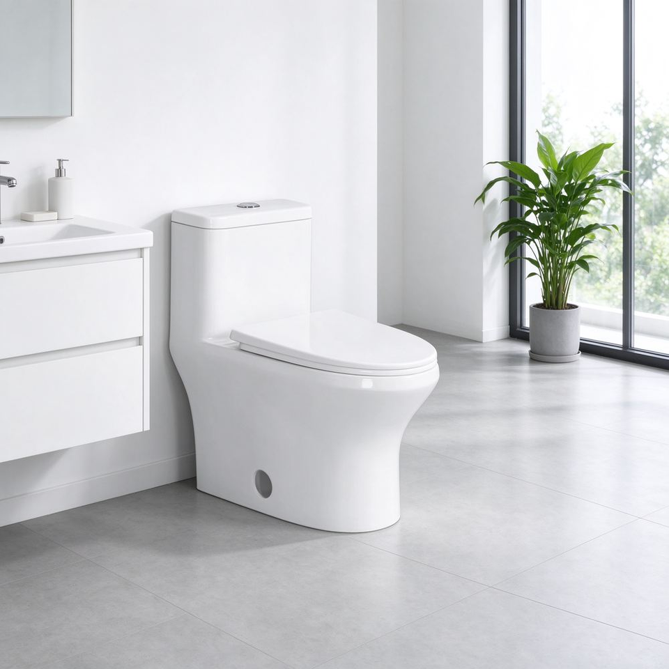 High Quality One Piece Toilet Ceramic Siphon Vortex S Trap 300mm Rough ...