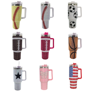 Vasos Deportivos de Acero Inoxidable de 40 oz con Asa, Decorados con Tachuelas Brillantes de los Astros de Houston, Texas - Product Image 1