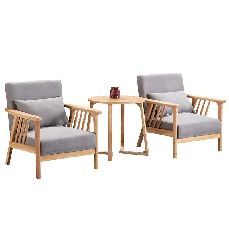 Hotel solid wood armchair living room sofa chair leisure restaurant cafe chair and table set