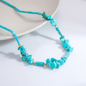 Collar de Cuentas Turquesas con Detalles en Oro, Diseño Geométrico para Mujer, Joyería de Regalo, Origen Yiwu XL31132 - Product Image 4