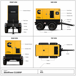 Generador Diésel Super Silencioso de 40 Kva con Motor Cummins 4BT3.9-G2 Stamford, 30 Kw, Remolque Móvil, Certificaciones EAC, EPA, CE, ISO9001, UKCA, ROHS - Product Image 1