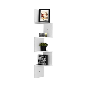 Estante flotante blanco de <span class=keywords><strong>4</strong></span> niveles con diseño en zigzag para montaje en pared de esquina, estante de almacenamiento de plástico para Herramientas de limpieza de vajilla - Product Image 1