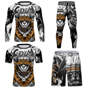 Stampa a sublimazione completa all'ingrosso jiu jitsu mma rash guards pantaloncini da <span class=keywords><strong>boxe</strong></span> Bjj personalizzati pantaloni a compressione maglietta rash guard - Product Image 2
