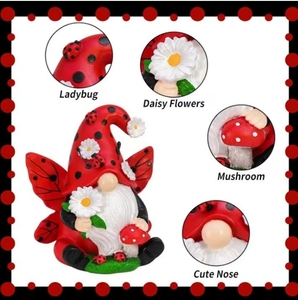 Résine <span class=keywords><strong>Lady</strong></span> <span class=keywords><strong>Bug</strong></span> Gnomes Figurines Décor, Printemps Cuisine Décor Cadeaux pour Femmes D'été Jardin Gnomes Pelouse Décorations Extérieures - Product Image 4