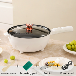 Poêle électrique en acier inoxydable 4L, commande mécanique, revêtement antiadhésif, poignée, couvercle en verre trempé - 600W pour usage domestique - Product Image 2