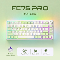Teclado Mecánico FC75 PRO con Diseño 75%, 3 Modos Inalámbricos, Interruptores Intercambiables en Caliente, Retroiluminación RGB, Batería de 4000 mAh, Teclado para Juegos