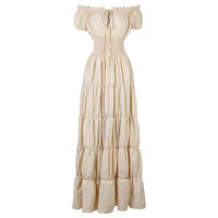 Robe irlandaise Renaissance pour femme Robe paysanne médiévale à épaules dénudées Costume de pirate Robe rétro Smockée à la taille Robe longue Maxi
