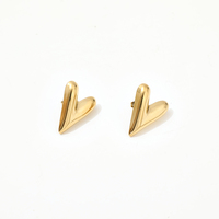 Pendientes de Corazón en Oro Pulido con Acabado Brillante Tipo Espejo, Diseño 3D en Forma de Cúpula, Dulces y Encantadores, Regalo para Mujer, Ideal para Primavera