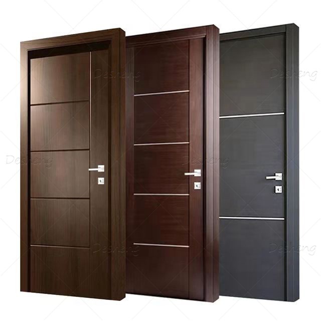 Porte Intérieure en Bois Conceptions Simples Chambre Intérieure Portes Encastrées Chambre à coucher Moderne Plaine Swing Appartement Mdf Intérieur Panneau Portes