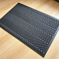 Tapis d'entrée noir à chevrons, tapis texturé en relief, paillasson antidérapant avec bordure pour la maison, le bureau et l'usage commercial