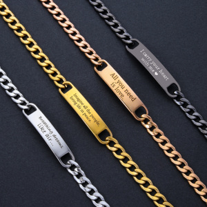 Vòng tay tình bạn bằng thép không gỉ mạ vàng Ywganggu, khắc chữ tùy chỉnh, dành cho nam nữ, quà tặng khuyến mãi - Product Image 3