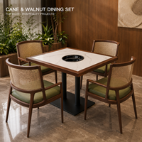 Ensemble de table et de chaises de restaurant au design minimaliste, robuste, durable et confortable, avec plateau en pierre frittée pour hôtel et banquet
