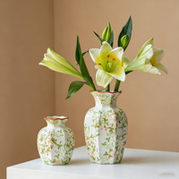 Vintage Chinesischer Stil Blau-Weiße Blumenglasvase Ästhetische Retro-Blumenvase für Flur Wohnzimmer Innendekoration