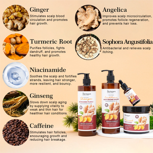 Champú de marca privada orgánico de jengibre de crecimiento <span class=keywords><strong>rápido</strong></span>, champú anticaída, reduce la caída del <span class=keywords><strong>cabello</strong></span>, hidratante y suavizante - Product Image 3