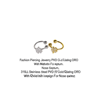 Bijoux de corps tendance en acier inoxydable 316L plaqué or PVD, bague ORO avec motif de fleur en cristal pour le septum nasal, unisexe