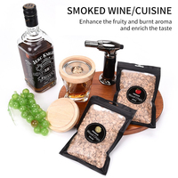 Ensemble de copeaux de bois fumé pour cocktail naturel, sciure de bois fumée en sac pour whisky, copeaux de bois de chêne et hêtre aux fruits naturels aux saveurs multiples