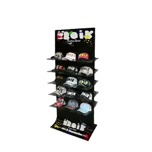 Costom Floor Keten Winkel Pop Retail Caps Rack Hout Hoeden Display Stand