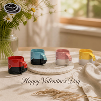 Tasse à café blanche à pois rouges SWT avec bord rouge et soucoupe, vente en gros, mug en céramique pour la Saint-Valentin