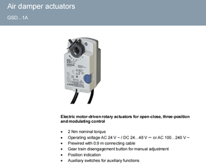 Actionneur d'amortisseur rotatif GSD146.1A 2 Nm, 24 V, commande 2/3 points, 30 s, 2 interrupteurs auxiliaires, IP54 - Product Image 3