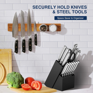 Support magnétique pour couteaux à fixer au mur, au réfrigérateur, en cuisine, bandes magnétiques en bois d'acacia multi-usages pour couteaux, ustensiles métalliques, <span class=keywords><strong>porte</strong></span>-outils - Product Image 3