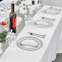 Ensemble de vaisselle jetable en plastique doré EaMaSy Party 350 pièces, assiettes, serviettes en lin, gobelets - Écologique, sans BPA, classique pour mariage
