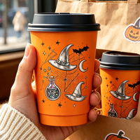 Gobelet en carton à double paroi Ghost, forme croissant de lune, Kraft, isolé, jetable, 12oz, recyclable, vente en gros en vrac, fournisseur d'usine