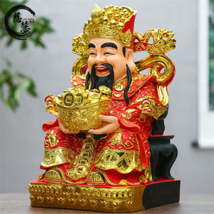 تمثال إله صيني للبيع بالجملة من الراتنج والألياف الزجاجية طلاء ملون باللون الأحمر معطف تماثيل بودا - Product Image 3
