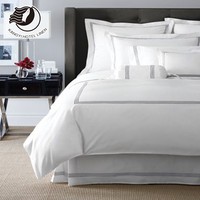 Parure de lit professionnelle de qualité hôtelière en polyester/coton tissé 400TC, non jetable, avec housse de couette, tailles personnalisables, blanche