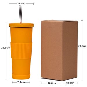 แก้วน้ำสแตนเลสสุญญากาศขนาดใหญ่ 830 มล. พร้อมหลอดดูด เก็บอุณหภูมิได้นาน 6-12 ชั่วโมง ดีไซน์ทรงตรง สำหรับน้ำร้อน/น้ำเย็น - Product Image 4