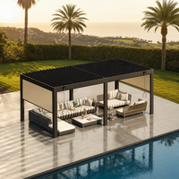 Pergola bioclimatique en aluminium motorisée, imperméable, avec portes coulissantes en verre, pour balcon, finition thermolaquée