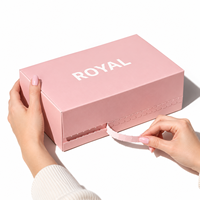 Boîte d'expédition pliable en carton ondulé rigide rose avec logo personnalisé, bande de déchirement, pour montres de luxe, commandes e-commerce