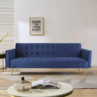Sofá cama con mechones de 3 plazas de terciopelo azul marino personalizado de fábrica, Camas para sala de estar, futones, sofás convertibles