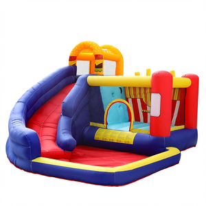 Structure gonflable avec toboggan et mur d'escalade pour enfants, jeu intérieur/extérieur, matériau PVC, installation facile, usage domestique - Product Image 1