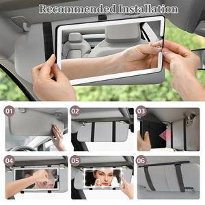 Espejo de Maquillaje LED Recargable Universal con Luz Regulable para Visera Trasera de Coche, Espejo Grande con Luces para Coche - Product Image 4