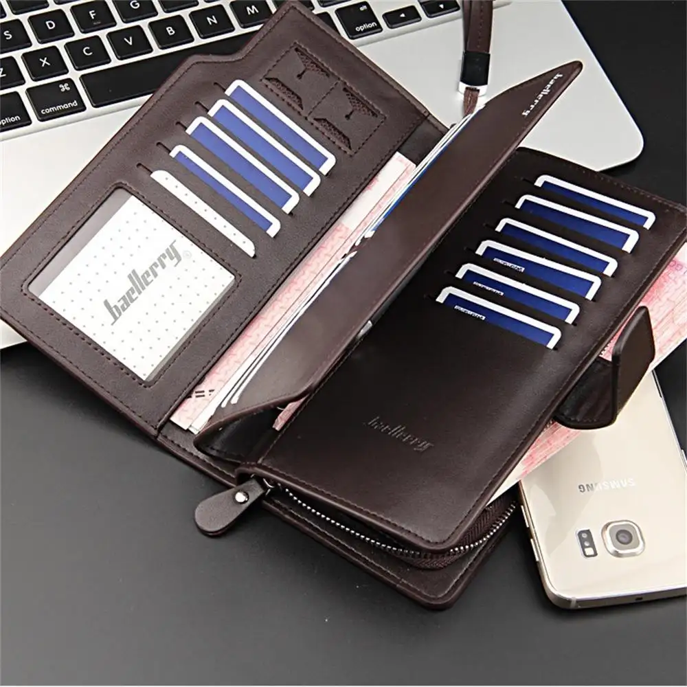 Baellerry 2022 designer rfid portafoglio lungo per cellulare portamonete portamonete portafoglio in pelle pu minimalista di lusso per uomo