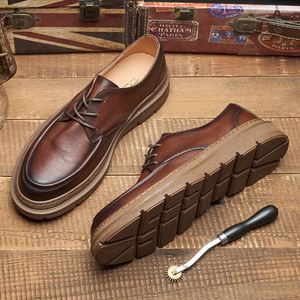 Chaussures décontractées XuanWu A611 en cuir véritable à rayures, style britannique rétro, version coréenne tendance, respirantes et à enfiler pour hommes - Product Image 3